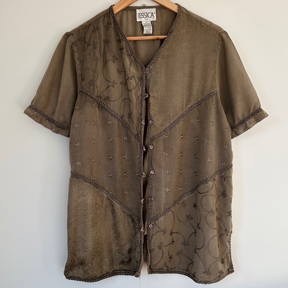 Vintage Jessica Boho Top - button down - short sleeve - Plus Size 18 - Picture 2 of 6